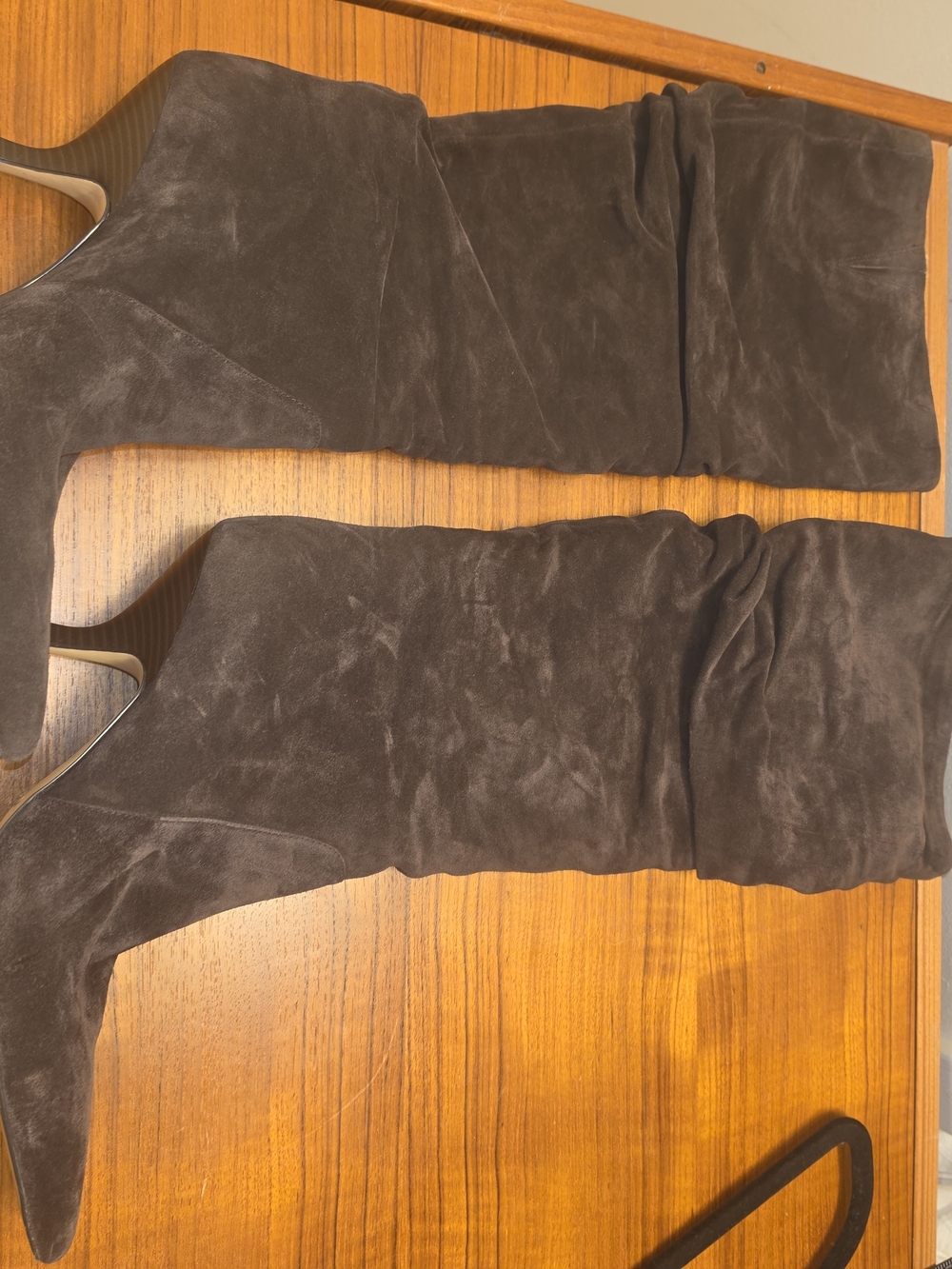 Michael Kors Dark Brown Suede-Look Knee Boots